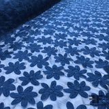 Floral Embroidered Chiffon - Blue - Fabrics & Fabrics