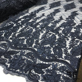 Wispy Floral Embroidered Netting - Navy - Fabrics & Fabrics