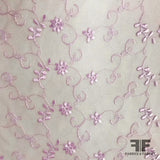 Delicate Floral Embroidered Netting - Purple
