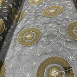 Embroidered Burnout Silk Organza - Grey - Fabrics & Fabrics NY