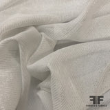 Pinstripe Metallic Printed Silk Chiffon - White/Silver - Fabrics & Fabrics