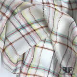 Plaid Printed Silk Crepe de Chine - Multicolor Pastels - Fabrics & Fabrics