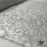 Couture Beaded Brocade - White/Silver - Fabrics & Fabrics NY