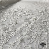 3D Floral Embroidered/Beaded Netting - White - Fabrics & Fabrics NY