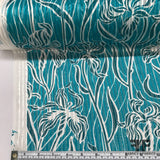 Floral Printed Silk Chiffon with Metallic Pinstripe - Blue - Fabrics & Fabrics