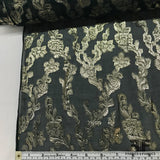 Silver & Gold Metallic Floral Silk Chiffon - Deep Green - Fabrics & Fabrics