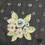 Floral Printed Silk Chiffon with Metallic Dots - Black/Metallic - Fabrics & Fabrics