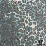 Leopard Print Silk Chiffon with Metallic Pinstripe - Blue - Fabrics & Fabrics