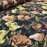 Floral Printed Silk Chiffon - Black/Multicolor - Fabrics & Fabrics