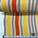 Striped Satin Backed Crepe - Peach/Orange/Yellow/Black - Fabrics & Fabrics