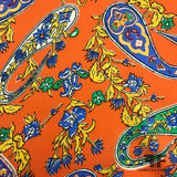 Paisley Printed Crepe de Chine - Orange - Fabrics & Fabrics