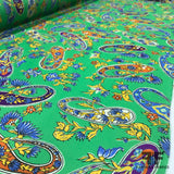 Paisley Printed Crepe de Chine - Green - Fabrics & Fabrics