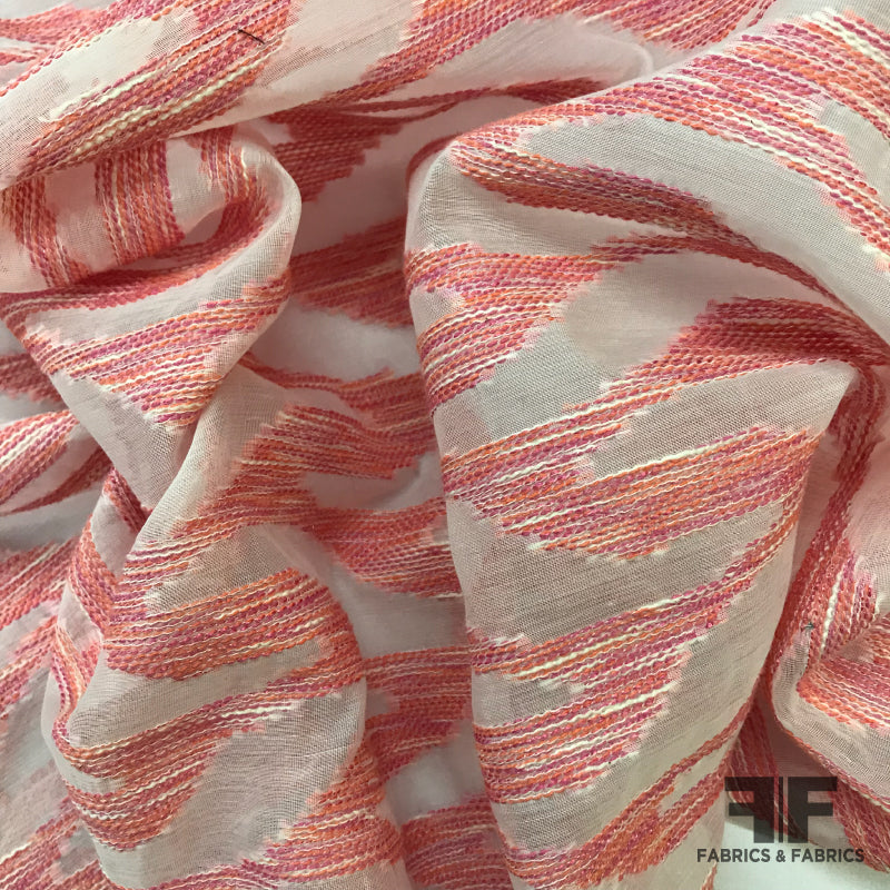 Novelty Cotton Tweed Embroidered Polyester Organza Pink/Orange