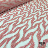 Novelty Cotton Tweed Embroidered Polyester Organza - Pink/Orange