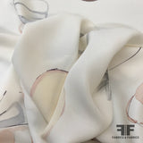 Abstract Printed Crepe de Chine - White - Fabrics & Fabrics NY