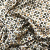Floral Motif Printed Silk Charmeuse - Beige/Green/Yellow - Fabrics & Fabrics