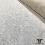 Swirl Embroidered Organza  - White/Ivory - Fabrics & Fabrics