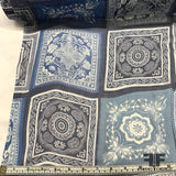 Floral Motif Printed Polyester Chiffon - Blue/White - Fabrics & Fabrics