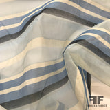 Striped Italian Silk Organza - Blue/White - Fabrics & Fabrics
