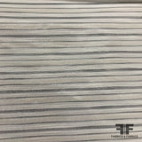 French Striped Metallic Brocade - White/Grey - Fabrics & Fabrics