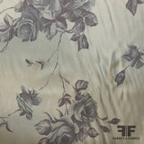 Floral Printed Poly/Rayon Twill - Green/Purple - Fabrics & Fabrics