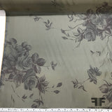 Floral Printed Poly/Rayon Twill - Green/Purple - Fabrics & Fabrics