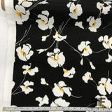 Floral Taffeta - Black/White/Yellow - Fabrics & Fabrics