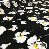Floral Taffeta - Black/White/Yellow - Fabrics & Fabrics