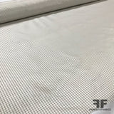 Italian Windowpane Silk Taffeta -  Off-White/Black