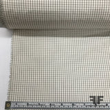 Italian Silk Taffeta Grid Pattern- Off-White/Black - Fabrics & Fabrics