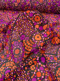 Stars and Hearts in Swirl Printed Silk Chiffon- Magenta / Red / Pink / Black