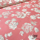 Rosette Metallic Brocade - Pink/Silver - Fabrics & Fabrics