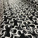 Italian Novelty Ribbon Embroidered Floral Vinyl - Black/White - Fabrics & Fabrics