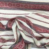 Jacquard Striped Cotton Twill - Off-White/Red/Navy