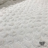 Stretch Textured Novelty Cotton Polka Dot -  White - Fabrics & Fabrics