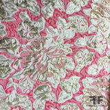 Floral Metallic Brocade - Deep Pink/Gold - Fabrics & Fabrics