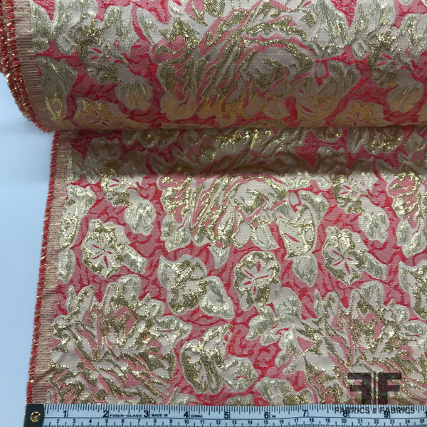 Floral Metallic Brocade - Deep Pink Gold – Fabrics & Fabrics