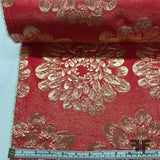Large Floral Metallic Brocade - Red/Gold - Fabrics & Fabrics