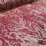 Pleated Abstract Animal Light-Weight Silk Brocade - Red - Fabrics & Fabrics