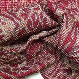 Pleated Abstract Animal Light-Weight Silk Brocade - Red - Fabrics & Fabrics