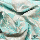 Icy Metallic Brocade - Blue/White/Silver - Fabrics & Fabrics