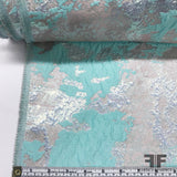 Icy Metallic Brocade - Blue/White/Silver - Fabrics & Fabrics