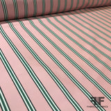 Multi Striped Brocade - Pink/Deep Green - Fabrics & Fabrics