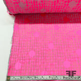 Italian Neon Polka Dot Stretch Brocade - Pink/Purple - Fabrics & Fabrics