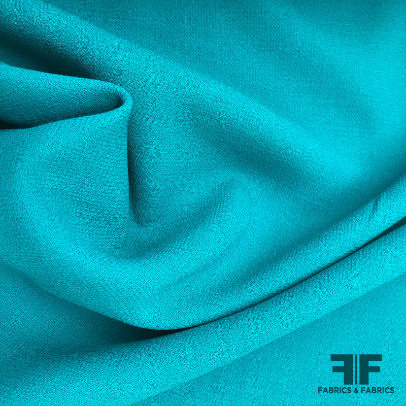 Italian Double Faced Wool Crepe - Turquoise – Fabrics & Fabrics