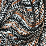 Italian Striped Woven Cotton - Black / Orange / White - Fabrics & Fabrics