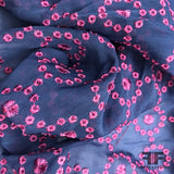 Embroidered Cotton Voile - Blue / Pink - Fabrics & Fabrics NY