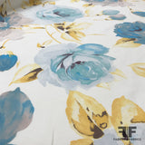 Super Soft Floral Printed Cotton - Blue/Yellow - Fabrics & Fabrics