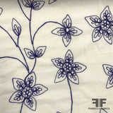 Floral Embroidered Cotton - Blue/White - Fabrics & Fabrics