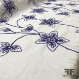 Floral Embroidered Cotton - Blue/White - Fabrics & Fabrics